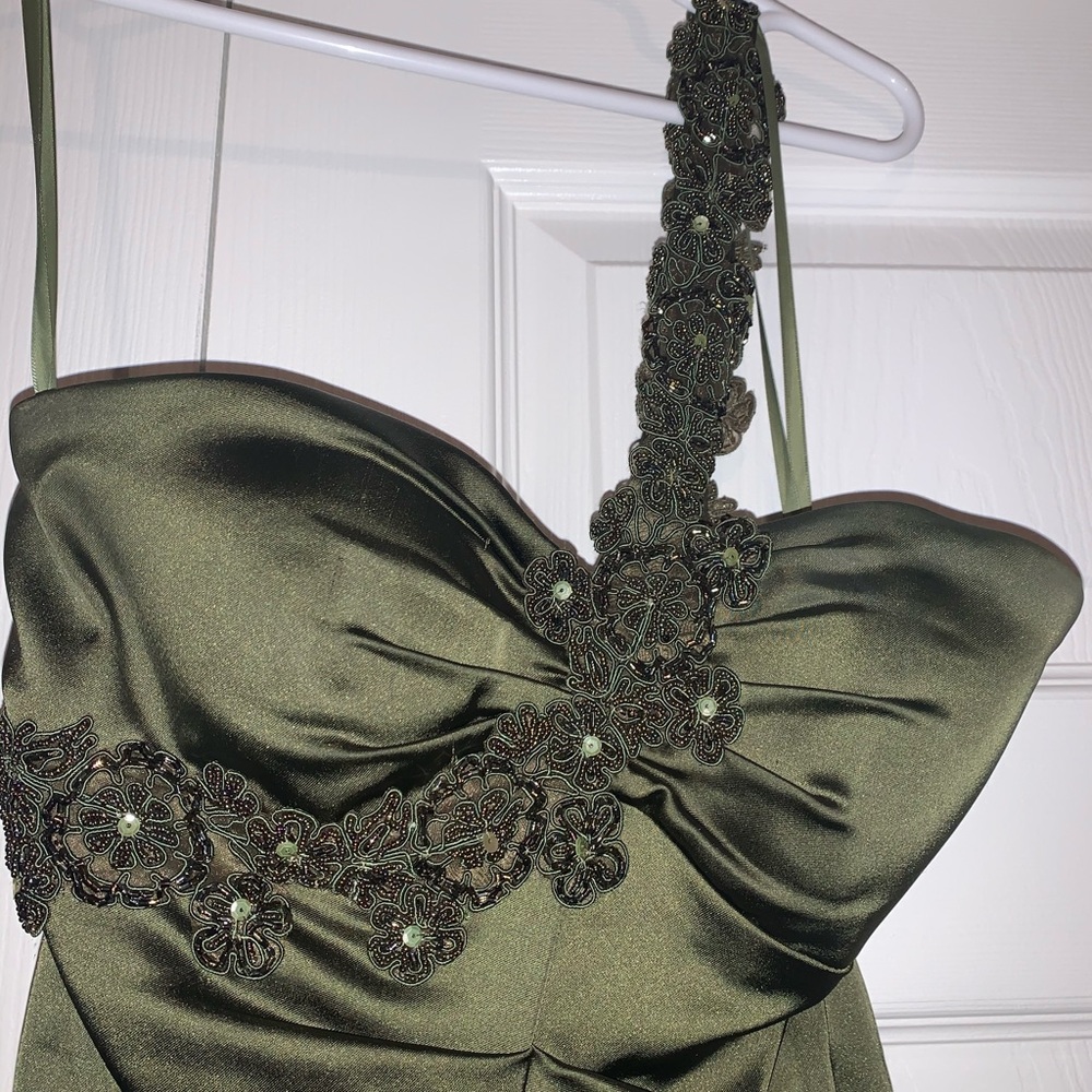 Cache olive green formal midi dress